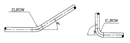 典型的带弯头角的管道弯头
